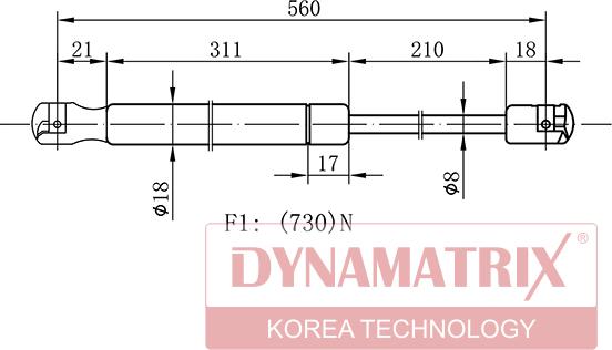 Dynamatrix DGS128606 - Газовая пружина, упор autodnr.net