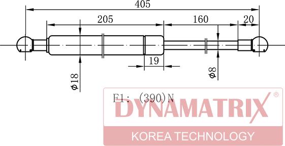 Dynamatrix DGS1386BY - Газова пружина, кришка багажник autocars.com.ua