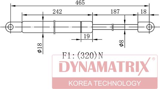Dynamatrix DGS1387BT - Газова пружина, капот autocars.com.ua