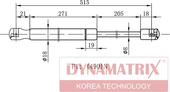 Dynamatrix DGS1517RK - Газовая пружина, упор avtokuzovplus.com.ua