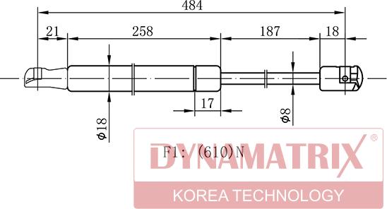 Dynamatrix DGS1525QS - Газова пружина, кришка багажник autocars.com.ua