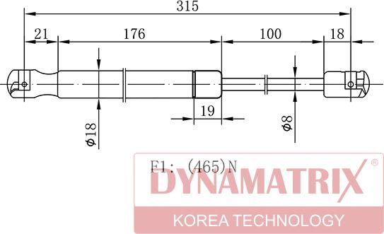 Dynamatrix DGS7587GS - Газова пружина, кришка багажник autocars.com.ua