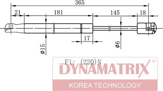 Dynamatrix DGS8139HA - Газова пружина, кришка багажник autocars.com.ua