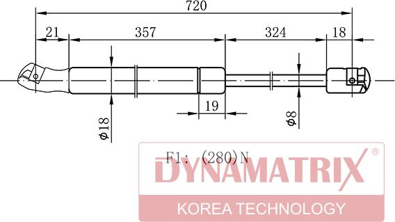 Dynamatrix DGS8945NP - Газова пружина, капот autocars.com.ua