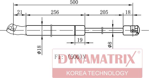 Dynamatrix DGS9468II - Газова пружина, кришка багажник autocars.com.ua