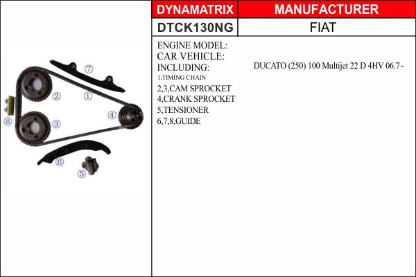 Dynamatrix DTCK130NG - Комплект ланцюга приводу распредвала autocars.com.ua