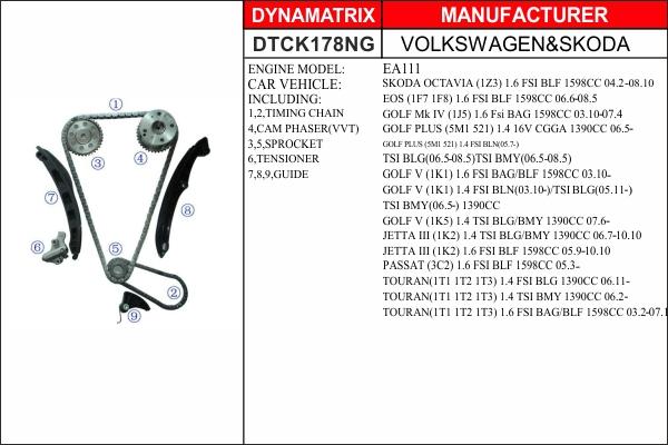 Dynamatrix DTCK178NG - Комплект цепи привода распредвала avtokuzovplus.com.ua