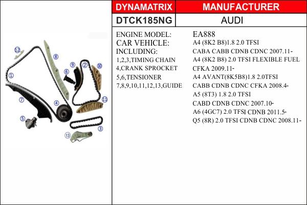 Dynamatrix DTCK185NG - Комплект ланцюга приводу распредвала autocars.com.ua