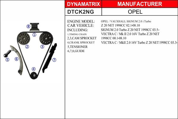 Dynamatrix DTCK2NG - Комплект ланцюга приводу распредвала autocars.com.ua