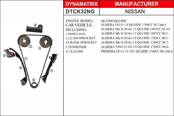 Dynamatrix DTCK32NG - Комплект ланцюга приводу распредвала autocars.com.ua