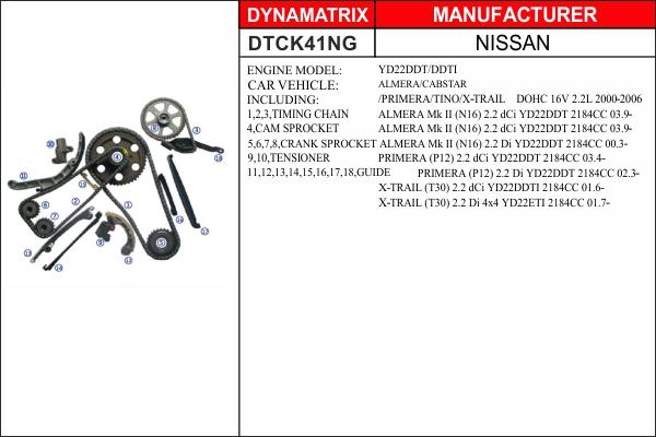 Dynamatrix DTCK41NG - Комплект ланцюга приводу распредвала autocars.com.ua