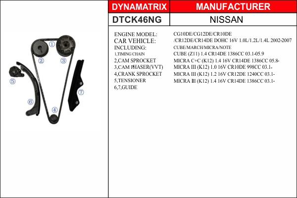 Dynamatrix DTCK46NG - Комплект ланцюга приводу распредвала autocars.com.ua