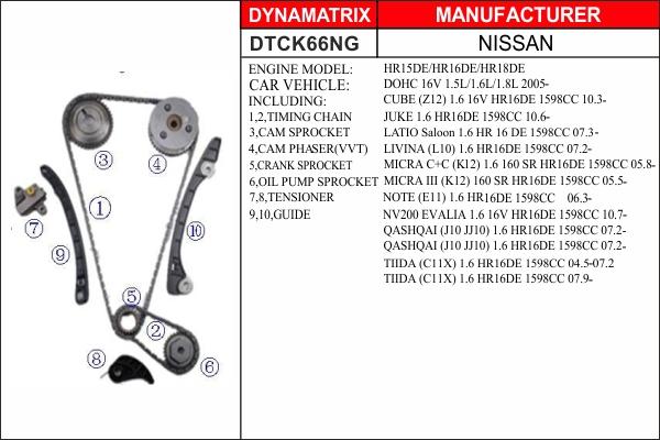 Dynamatrix DTCK66NG - Комплект ланцюга приводу распредвала autocars.com.ua