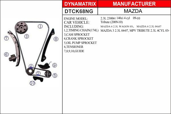 Dynamatrix DTCK68NG - Комплект ланцюга приводу распредвала autocars.com.ua