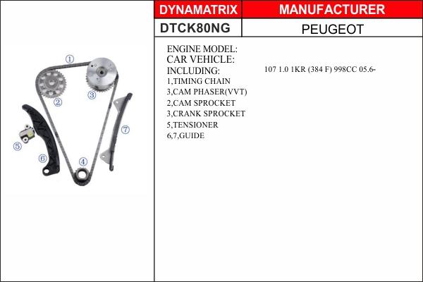 Dynamatrix DTCK80NG - Комплект ланцюга приводу распредвала autocars.com.ua