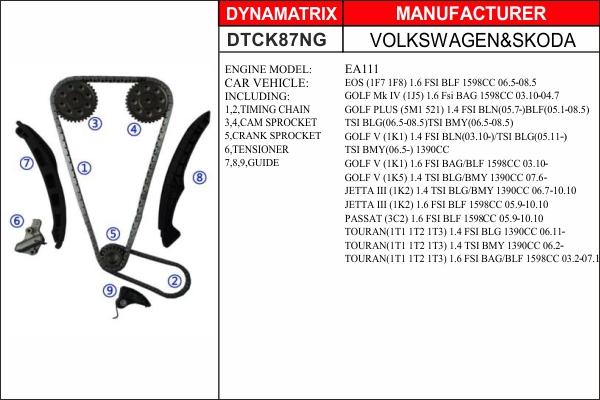 Dynamatrix DTCK87NG - Комплект цепи привода распредвала avtokuzovplus.com.ua