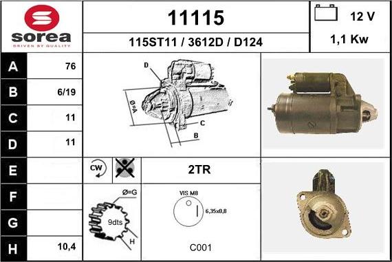 EAI 11115 - Стартер autocars.com.ua