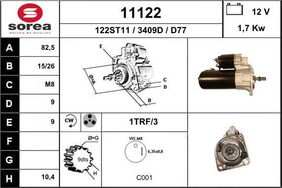 EAI 11122 - Стартер autocars.com.ua