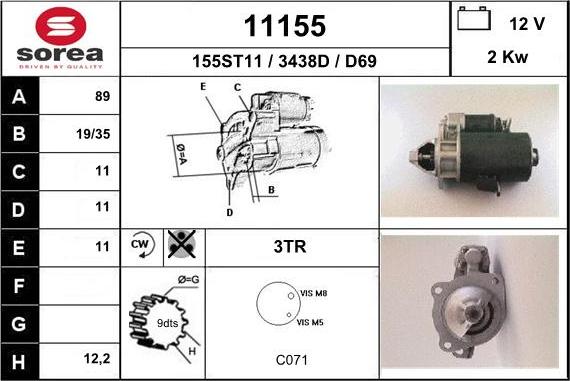 EAI 11155 - Стартер autocars.com.ua