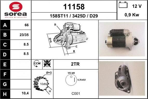 EAI 11158 - Стартер autocars.com.ua