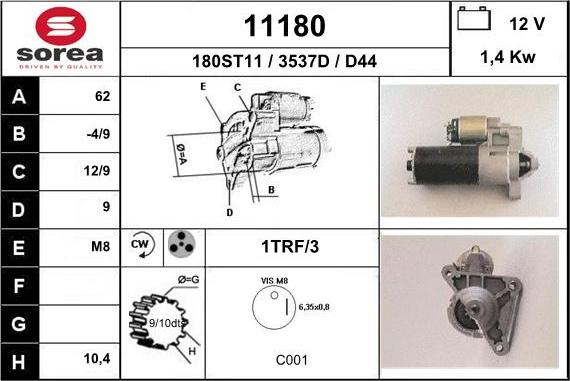 EAI 11180 - Стартер autocars.com.ua