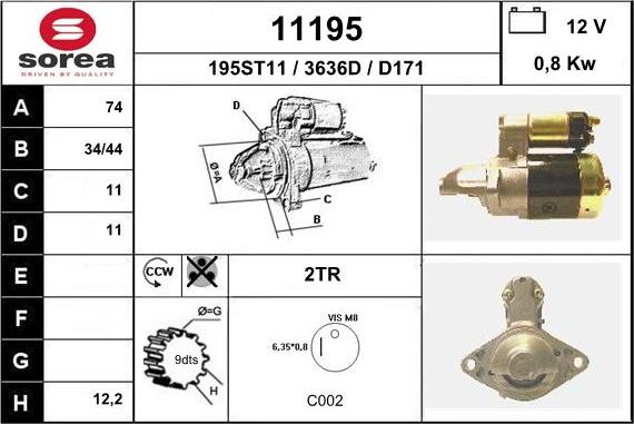 EAI 11195 - Стартер autocars.com.ua