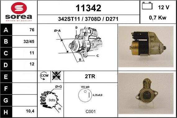 EAI 11342 - Стартер autocars.com.ua