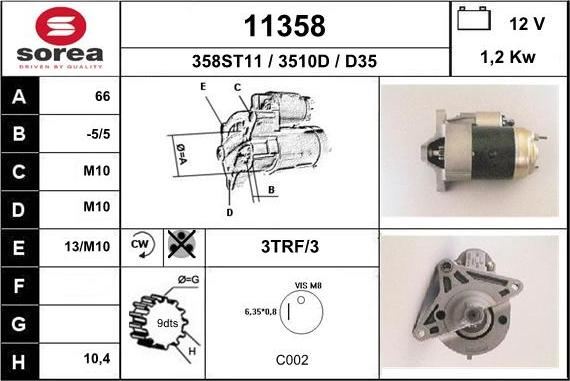 EAI 11358 - Стартер autocars.com.ua