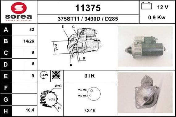 EAI 11375 - Стартер autocars.com.ua