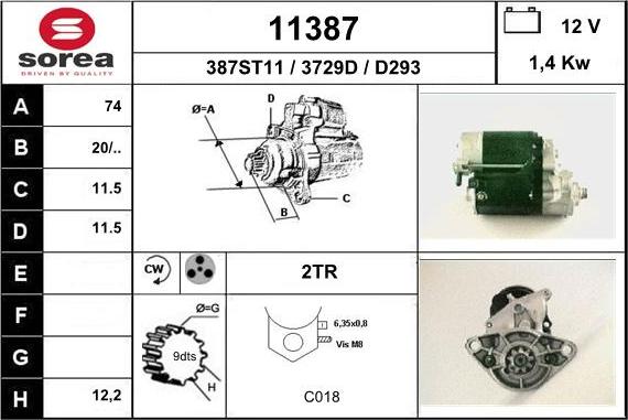 EAI 11387 - Стартер autocars.com.ua