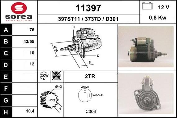 EAI 11397 - Стартер avtokuzovplus.com.ua