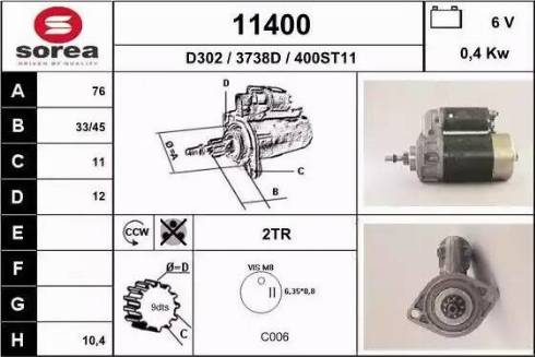 EAI 11400 - Стартер autocars.com.ua