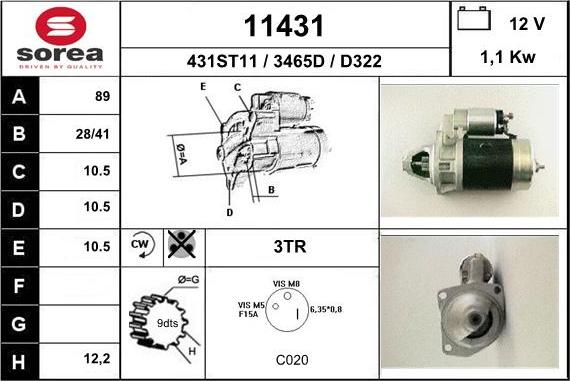 EAI 11431 - Стартер autocars.com.ua