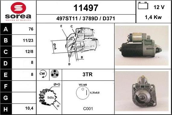 EAI 11497 - Стартер autocars.com.ua