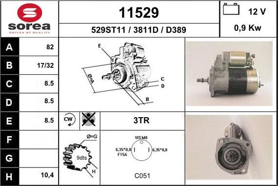 EAI 11529 - Стартер autocars.com.ua