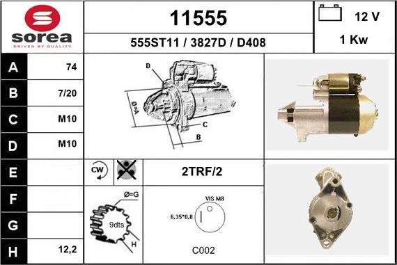 EAI 11555 - Стартер autocars.com.ua