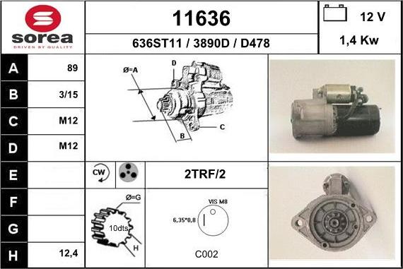 EAI 11636 - Стартер autocars.com.ua