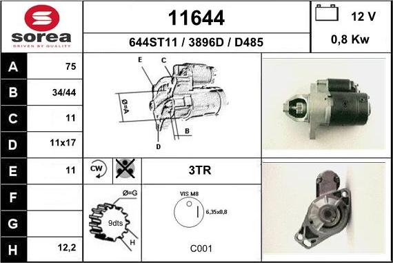 EAI 11644 - Стартер autocars.com.ua