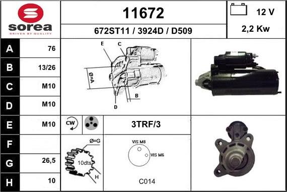 EAI 11672 - Стартер autocars.com.ua