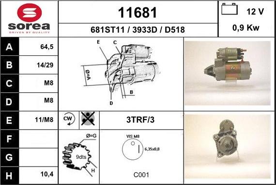 EAI 11681 - Стартер autocars.com.ua