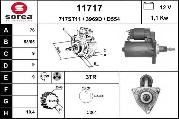 EAI 11717 - Стартер autocars.com.ua