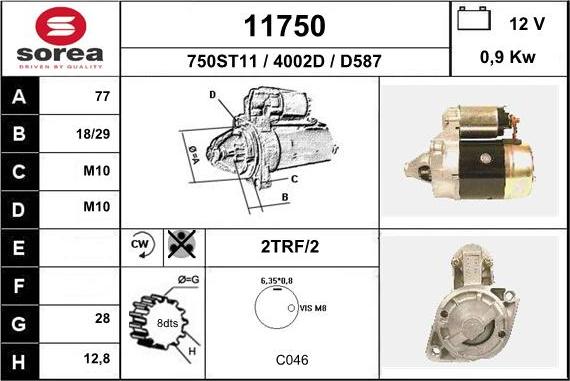 EAI 11750 - Стартер autocars.com.ua