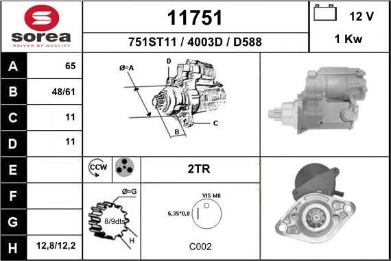 EAI 11751 - Стартер autocars.com.ua