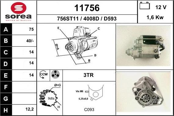 EAI 11756 - Стартер autocars.com.ua