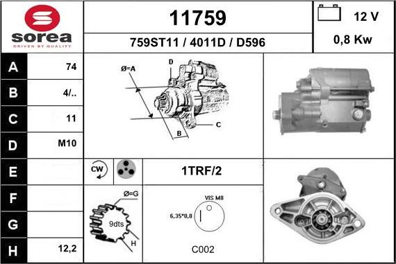 EAI 11759 - Стартер autocars.com.ua