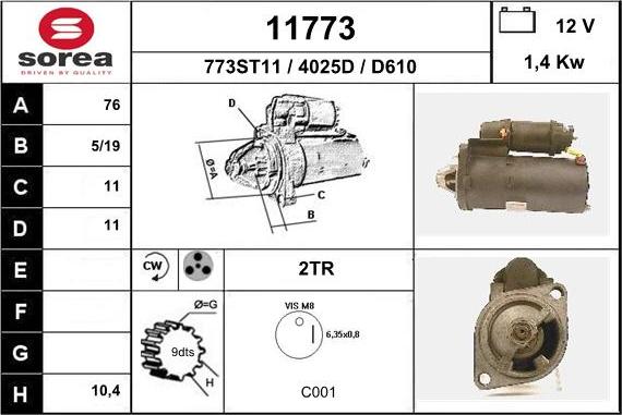 EAI 11773 - Стартер autocars.com.ua