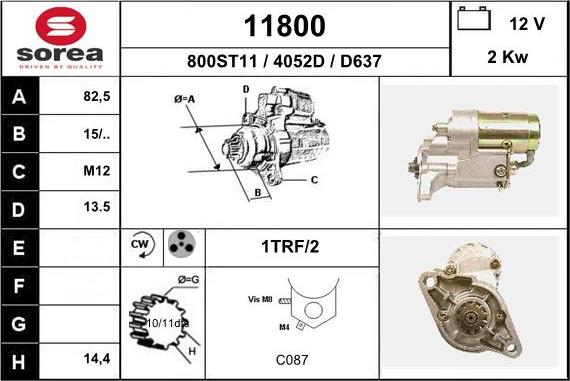 EAI 11800 - Стартер autocars.com.ua