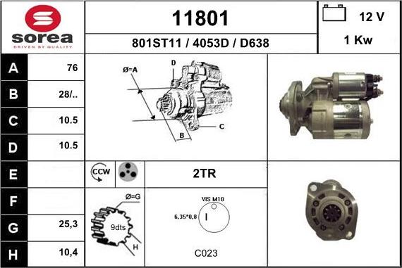 EAI 11801 - Стартер autocars.com.ua