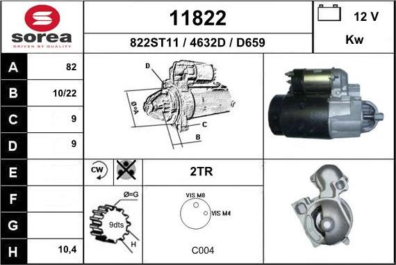 EAI 11822 - Стартер autocars.com.ua