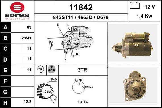 EAI 11842 - Стартер autocars.com.ua